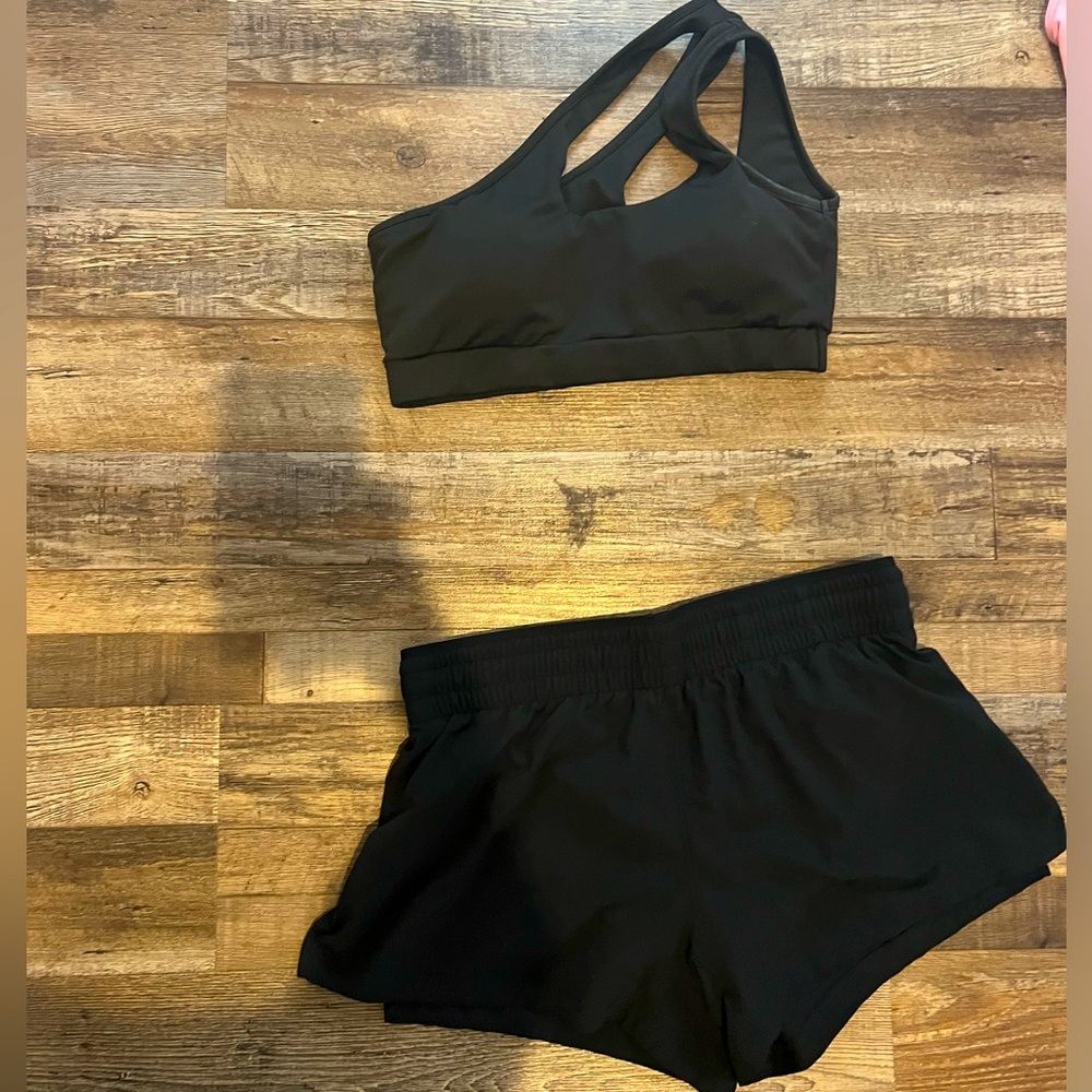 Short + Sport bra outfit
